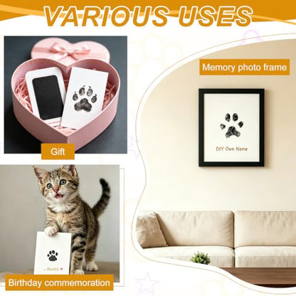 2 Set Paw Print Kit 5.7"x4.1" Paw Print Impression Black | Clean Touch Pet Noses Ink Pads Pet Memorial Keepsake Intended for Dogs/Cats/Footprint/Handprint - color: Black
