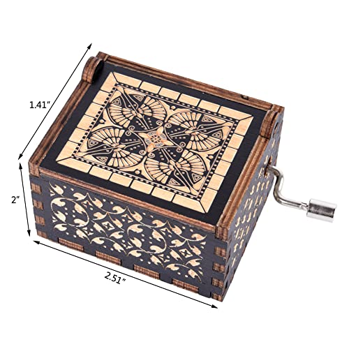 Can't Help Falling in Love Wood Music Box, Antique Engraved Music Boxes | Wooden Music Box Gifts for Lover, Boyfriend, Girlfriend, Husband,Wife (Black) - color: Black