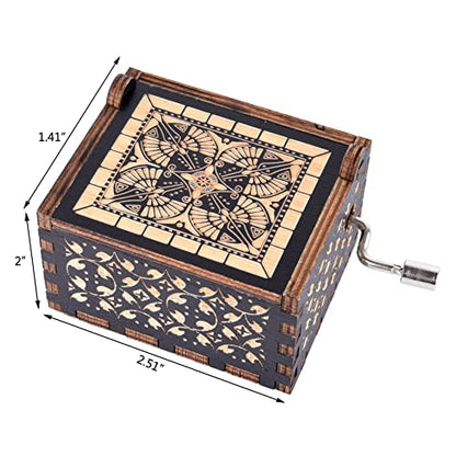 Can't Help Falling in Love Wood Music Box, Antique Engraved Music Boxes | Wooden Music Box Gifts for Lover, Boyfriend, Girlfriend, Husband,Wife (Black) - color: Black
