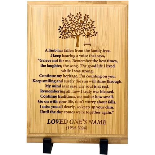 Personalized “A Limb Has Fallen” Sympathy Gift Memorial Plaque – Remembrance Gift for Loss of Loved One – Customizable Bereavement Gift – In Loving Memory Keepsake (Bamboo, 7x9 inch) - size: 7x9 inch