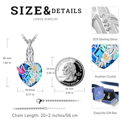 Urn Necklace for Ashes for Women/Men 925 Sterling Silver Cremation Jewelry w/Funnel Filler Memorial Jewelry Gifts - color: E-Hummingbird 2, style: Non - Customized