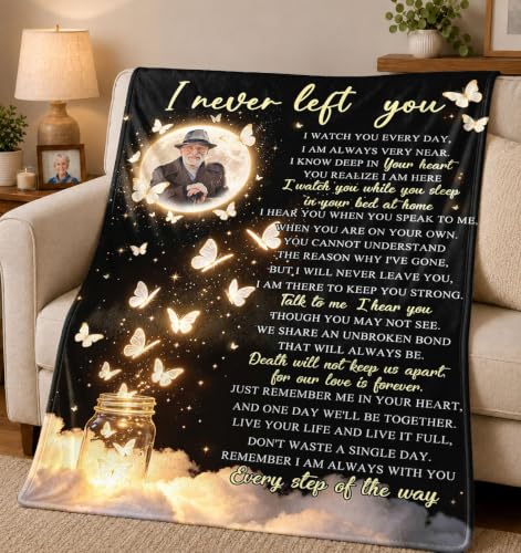 Personalized Memorial Picture Blanket Custom Hug from Heaven Sympathy Gift | HD Printing Flannel Throw Blanket for Grief and Remembrance Loss of Mother Father - color: Design 18