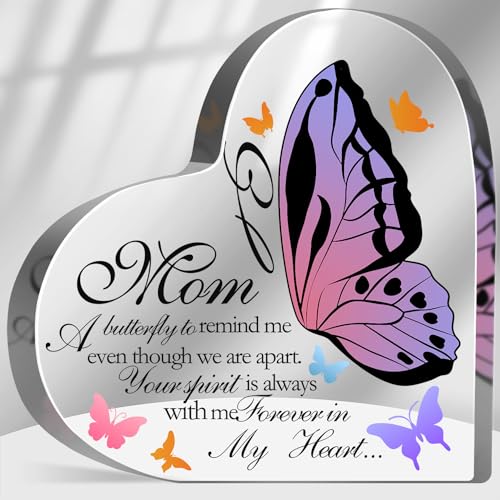 Memorial Gifts for Loss of Mom Acrylic Keepsake,Loss of Mother Sympathy Gift, In Memory Of Loved One Sign, Grief Bereavement Remembrance Sign Plaque Decor - color: Mom(butterfly 03)