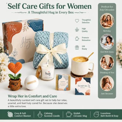 Self Care Gifts for Women, Get Well Soon Gift Basket for Women | Relaxing Care Package with , Gifts for Mom, Wife, Friend, Birthday, Recovery, Thinking of You Gifts