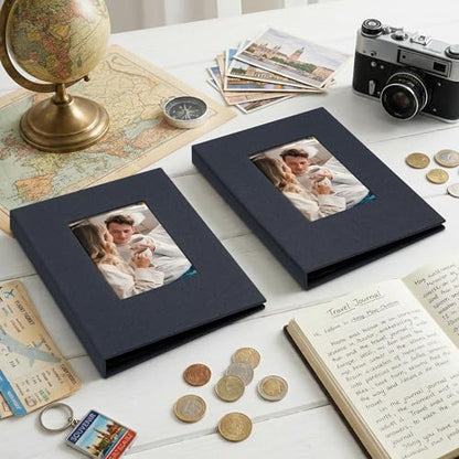 Small 4x6 Photo Album 24 Pockets Linen Cover Gray Blue 2 Pack - color: Gray Blue, size: 24 Pockets 2 Pack