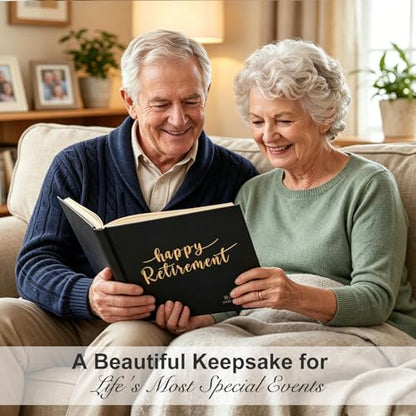 Lankaiva Happy Retirement Guest Book – Keepsake Photo Album & Memory Book for Retirement Party, Farewell Signing Gift for Colleagues, Friends, Women and Men, Black - color: Black