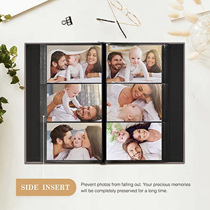 potricher Photo Album 4x6, 300 Pockets, Linen Cover, Pink | Small Capacity 4x6 Picture Albums with Horizontal Pockets, 4x6 Photo Book for Family, Wedding, Baby, Anniversary - color: Pink