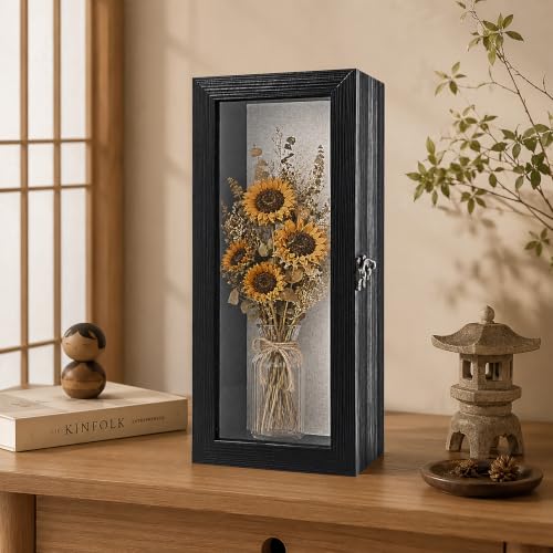 Muzilife 12.5x5 Rustic Shadow Box Pine Wood Picture Frame, 3.94 Deep, Black - color: Black, size: 12.5"x5"
