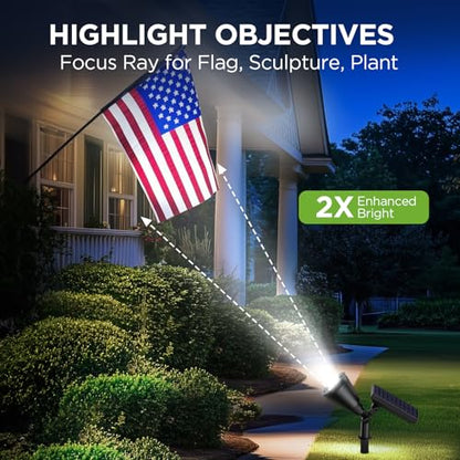 InnoGear 6 Solar Lights Outdoor Spot Garden Yard Landscape Flag, Cool White | Waterproof, Auto On/Off, Adjustable Brightness, 2 Installations, Flag Pole, Tree, Uplights, Solar Powered Spotlight, Pathway - color: Cool White