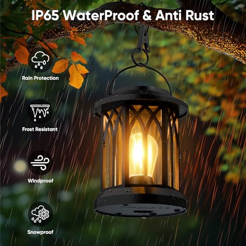 Solar Lanterns Outdoor Waterproof 4-Pack: Hanging Lantern Accent Warm Light - size: 4 PACK