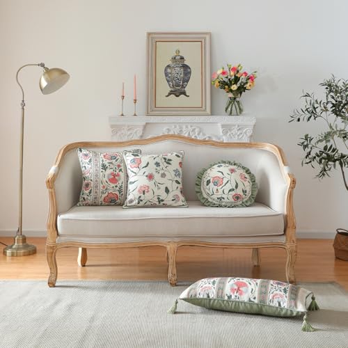 ISAENNE French Linen Rectangle Throw Pillow Cover,Set of 2,20"x12"-Daffy B | Designer French Elegant Pillow Cover,Concealed Zipper Design,Floral Pattern,Sofa,Bedroom,Living Room,Lounge Chairs - color: Daffy B, size: 28" x 12" (Pack of 2)