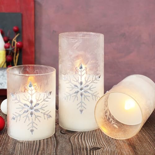 Crystal Club Christmas Flameless Candles, Battery Powered LED Candles - style: Snowflake Design
