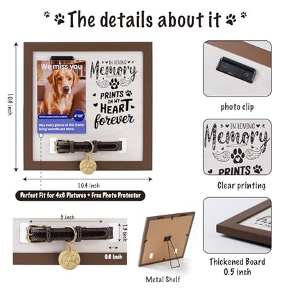 Pet Memorial Frame with Collar Holder, Personalized Dog & Cat Loss Keepsake | Honor your beloved pet with a personalized memorial frame featuring a collar holder, photo display, and lasting keepsake.