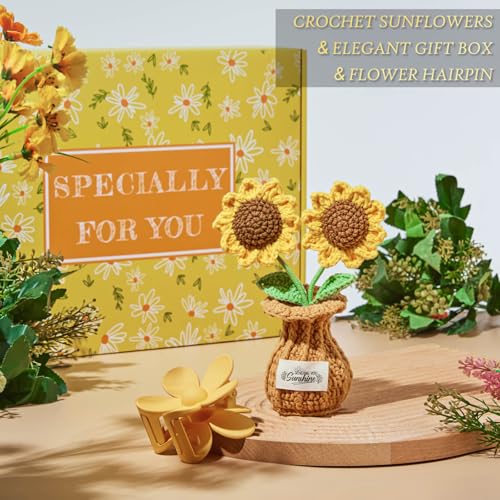 Birthday Gifts for Women, Christmas Self Care Get Well Gifts Baskets for Women, Sending Sunshine Sunflower Care Package, Thinking of You Thank You Inspirational Gift for Friend, Mom, Sister, Wife - color: Sunflower Yellow