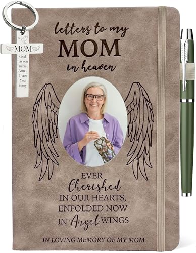 Mom Memorial Gifts for Loss of Mother, In Loving Memory of Mom Journal 200 Pages Notebook A5 Lined with Window Space Photo Insert, Mother Passing Away Sympathy Remembrance Bereavement Grieving Gift
