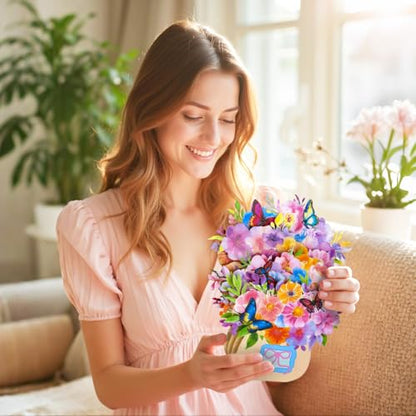 Pop Up Birthday Cards for Women | Butterflies & Paper Flowers Pop-Up Bouquet, With Envelope, Thank You Cards, Gift for Wife Mom Mother in Law - color: Watercolor Butterfly Bouquet