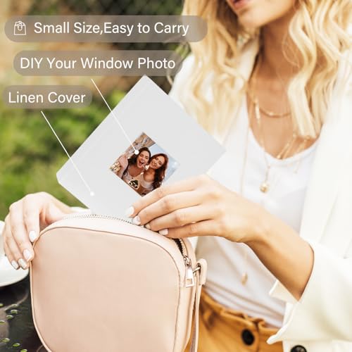 Artmag Mini Photo Album 4x6 50 Pockets 2 Pack, Linen Cover with Front Window Album Each Holds 52 Vertical Photos for Family Wedding Baby Children (White) - color: White, size: 50 Pockets/2PKS