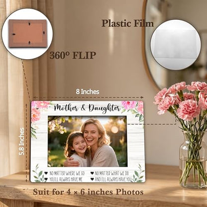 Mom Picture Frame | Flower Mothers Day Photo Frame 4×6, Memorial Picture Frames for Mother's Day Birthday Gifts - color: Pink Flower