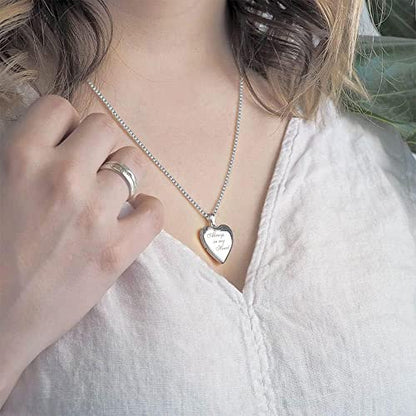 PicturesOnGold.com Personalized Always in My Heart Silver Or Gold Heart Locket Pendant Necklace Jewelry Gifts for Men & Women - 3/4 Inch X 3/4 Inch - Includes 18 inch Cable Chain - style: Stainless Steel - Locket + Photo
