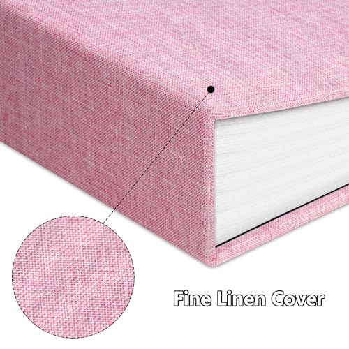 Photo Album 4x6 100 Pockets Photo Albums with Linen Cover Picture Albums for Family, Wedding, Baby, Photo Book Holds Vertical Pictures Pink - color: Pink, size: 100 Pockets