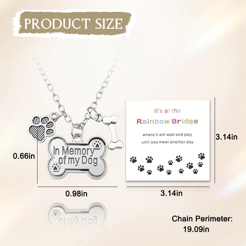 YangQian Sympathy Gift for Pet Owner Pet Memory Gifts for Dogs Cats Bereavement Gifts Paw Print Necklace Grieving Cat Dog Loss Gift - color: Dog Heaven Necklace