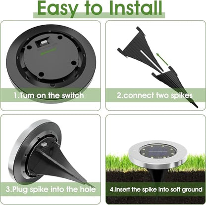 INCX 24 Pack 4.6 Inch Solar Ground Lights Outdoor, Waterproof, Cold White - color: Cold, size: 24 Pack
