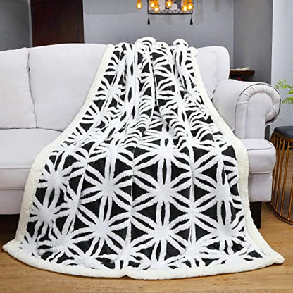 LOMAO Sherpa Fleece Blanket Fuzzy Soft Throw Blanket Dual Sided Blanket for Couch Sofa Bed (Black, 60''x80'') - color: Black, size: 60''x80''