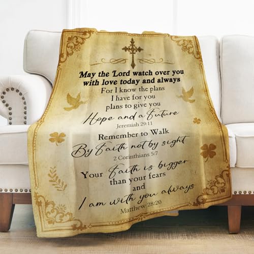 Levens Christian Blanket Gifts for Women, Inspirational Spiritual Scriptures Religious Gifts for Men Women Catholic Bible Verse Prayer Blessed Blanket, Christian Christmas Birthday Gifts 60"x80" - color: Christian Blanket Gifts Tawny 6, size: 60"x80"