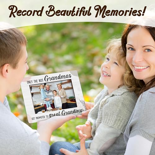 Great Grandma Photo Frame, Best Grandmas Wooden Tabletop Photo Frame With Stand, New Grandparent Gifts, Grandkids Frame Gifts For Great Grandma, Grandparents Baby Announcement Gifts -A28 - color: Rustic