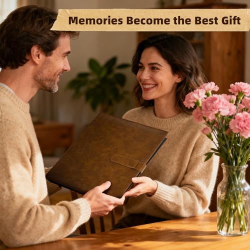 Vienrose 13"x11" Scrapbook Album Gift Set Faux Leather DarkBrown 60 Pages | 3 Ring Scrapbook With 60 Kraft Pages, 30 Plastic Sleeves, Blank Scrapbooks, Photobook, Valentine Gift Wedding Anniversary - color: Dark Brown, size: 12.8"X11.2" 30Sheets