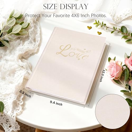 Photo Album 4x6 Wedding with Writing Space for 450 Photos Linen Cover Hardcover Horizontal, 4 x 6 Photo Album Picture Book for Kids Travel Family Baby Pictures Beige - color: Khaki