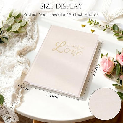 Photo Album 4x6 Wedding with Writing Space for 450 Photos Linen Cover Hardcover Horizontal, 4 x 6 Photo Album Picture Book for Kids Travel Family Baby Pictures Beige - color: Khaki