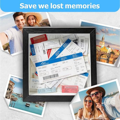 5x5 Shadow Box Frame, Suitable for Storing Various Bills and Souvenirs | Multi-functional，HD Glass Wooden Hollow Photo Frame, Shadow Box with Top Slot ，Dual-purpose for Hanging and Displaying - size: 5X5 1 Pack