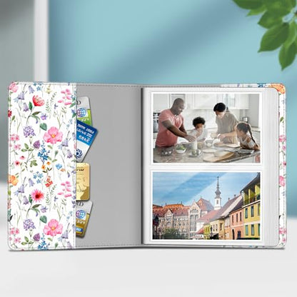 Fintie Photo Album 4x6 Photos - 112 Pockets Wallet Albums Memory Book | Vegan Leather Cover, 4X6 Picture Keepsakes, Family/Wedding/Travel Memory Book, Baby/Kids/Boys/Girls Gift, Flower Fantasy - color: flower fantasy