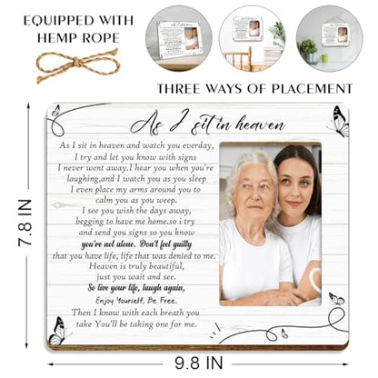 JANLAN Memorial Gifts for Loss of Loved One,Memorial Picture Frame,Bereavement Gift Sympathy Gifts Remembrance Gift for Loss of Mom Dad Wife Husband,As I Sit in Heaven Photo Frame - style: Loss of Loved One-1