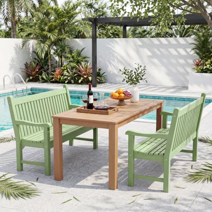 2-Person Outdoor Bench with 700 Lbs Weight Capacity, Green | Poly Lumber Weatherproof Garden Bench Seating for Porch, Balcony and Park, All-Weather Patio Bench Furniture - color: Green