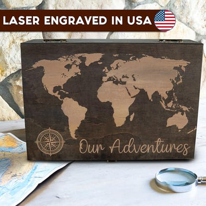 Our Adventures Travel Memory Box, Engraved Gift for Couples & Newlyweds - size: Medium, style: Adventures