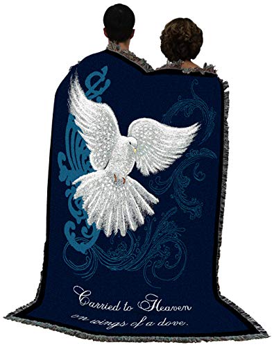 Pure Country Weavers Carried to Heaven on Wings of a Dove Blanket by Sherri Buck Baldwin - Sympathy Bereavement Gift Tapestry Throw Woven from Cotton - Made in the USA (72x54) - color: Wings Dove, size: 72" x 54"