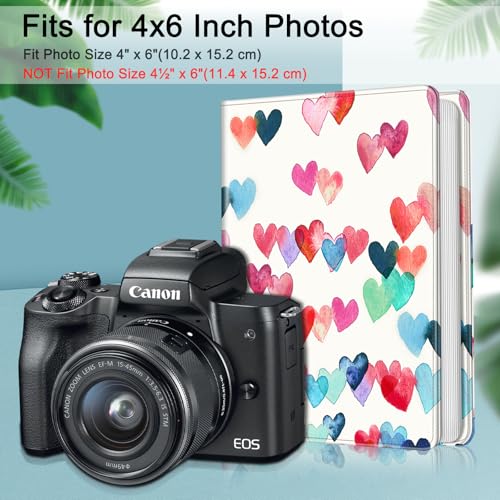 Fintie Photo Album 4x6 Photos - 112 Pockets Wallet Albums Memory Book | Vegan Leather Cover, 4X6 Picture Keepsakes, Family/Wedding/Travel Memory Book, Baby/Kids/Boys/Girls Gift, Raining Hearts - color: raining hearts