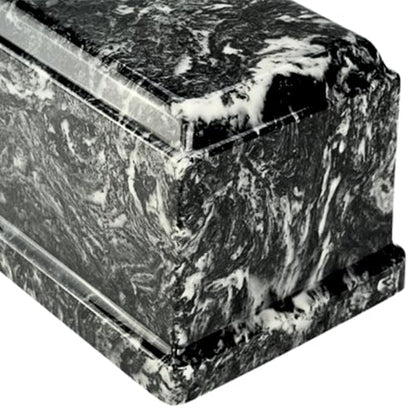 Ebony Olympus Cultured Marble Cremation Urn for Human Ashes, Black, Ground Burial, Home Display and Funeral Memorial - color: Ebony
