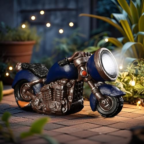Etlemonde Solar Vintage Motorcycle Statue LED Light Outdoor Decor | for garden, courtyard, or lawn. Great housewarming or birthday gift for motorcycle enthusiasts. - style: Old school