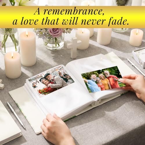 ReliThick Flower Cardinal Funeral Photo Album 4 x 6 Inch 200 Blank Pages Memorial Leather Memory Album Scrapbook for Memorial Service Decor Funeral Party Supply - style: Flower Funeral