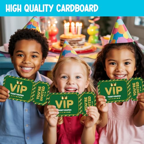 Green Golden Vip Birthday Party Invitations, Movie VIP Invitations Card for Boys Girls (30 Cards & 30 Envelopes) - color: Green Gold