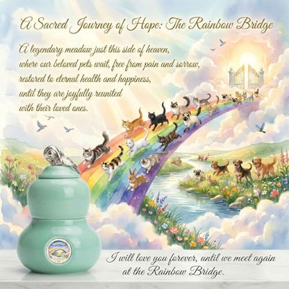 Pet Urn for Ashes, Two Layer Small Ceramic Memorial Urn for Dog Cat, Rainbow Bridge Keepsake Cremation Urn, Pet Loss Remembrance Gift (Rainbow Bridge) - color: Rainbow Bridge