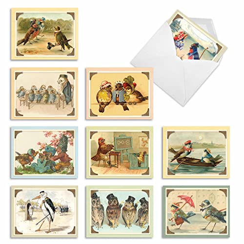 Best Card Co 10 Bird Note Cards Blank (4 x 5.12 Inch) All Occasion Cards With Envelopes, Boxed Set Sweet Tweets for Animal Lovers M2344OCB - style: Sweet Tweets
