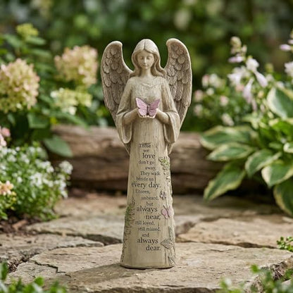 DUSVALLY Memorial Angel Statue, Sympathy Gift Angel Figurine for Garden | Memorial Angel Statue • Sympathy Gift • Inspirational Quote • Resin Garden Angel • Butterfly Figurine