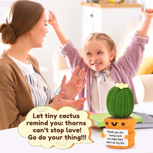 Last Day Of School End of Year Gifts for Teacher Thank You Graduation Gifts for Friends Sister Women Coworker Employee Appreciation Teacher Appreciation for Women Men Nurse Crochet Cactus Desk Decor - style: Thank You