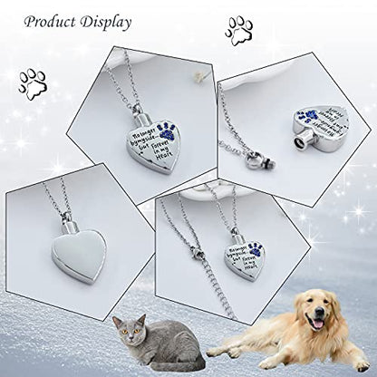 Fashion Pet Cremation Jewelry Stainess Steel Heart Keepsake Ashes Necklace Dog Cat Paw Memorial Urn Pendant - color: Dark Blue