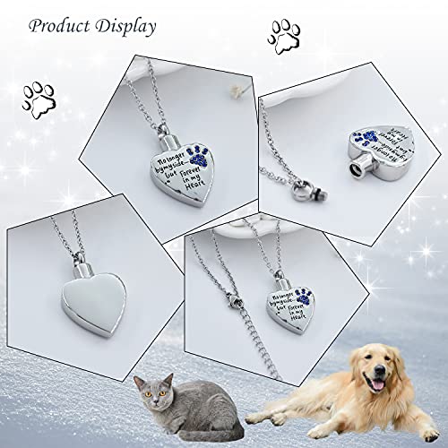 Fashion Pet Cremation Jewelry Stainess Steel Heart Keepsake Ashes Necklace Dog Cat Paw Memorial Urn Pendant - color: Dark Blue