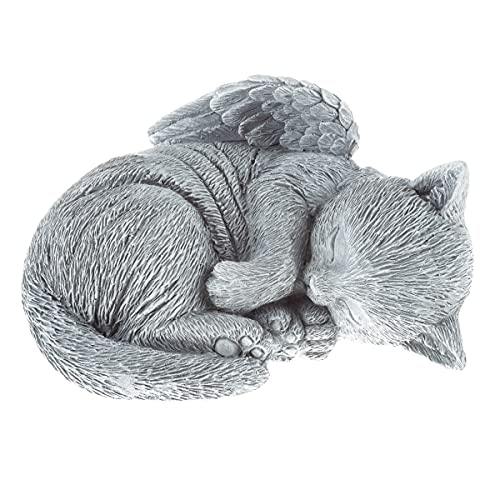 Cat Memorial Stone - Peaceful Sleeping Kitten Angel Statue for Garden, Remembrance, Grave Marker, and Loss - Pet Sympathy Gift by Pure Garden (Gray) - style: Sleeping Angel Cat